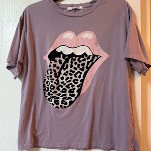 Free People Day Dreamer Rolling Stones Tee Purple M